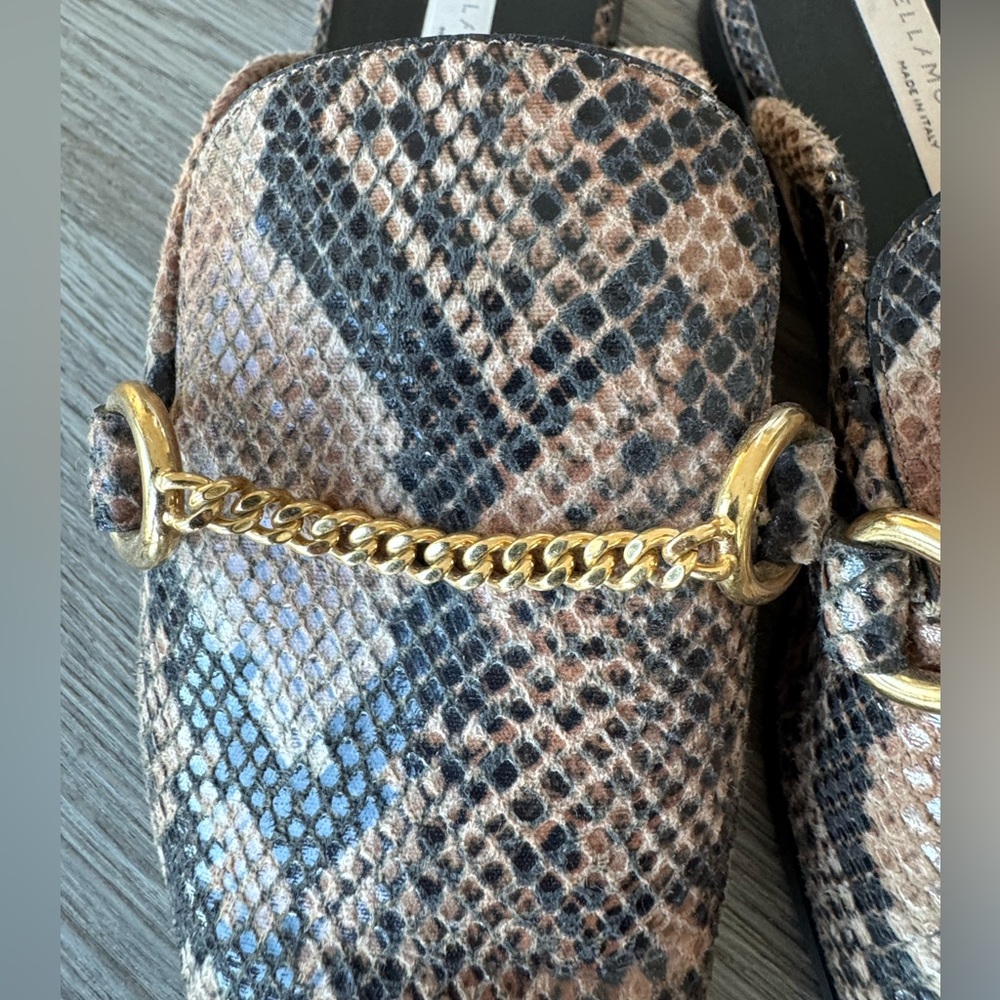 Stella McCartney Snake Print Mules with Gold Chain - Picture 7 of 7